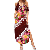 Oxblood Polynesia Family Matching Summer Maxi Dress and Hawaiian Shirt Plumeria With Hibiscus Pattern Tropical Vibes