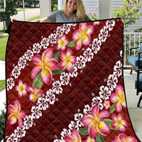 Oxblood Polynesia Quilt Plumeria With Hibiscus Pattern Tropical Vibes