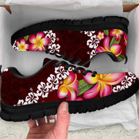 Oxblood Polynesia Sneakers Plumeria With Hibiscus Pattern Tropical Vibes