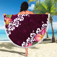 Pink Polynesia Beach Blanket Plumeria With Hibiscus Pattern Tropical Vibes