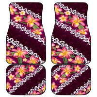Pink Polynesia Car Mats Plumeria With Hibiscus Pattern Tropical Vibes