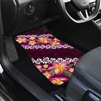 Pink Polynesia Car Mats Plumeria With Hibiscus Pattern Tropical Vibes