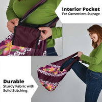 Pink Polynesia Grocery Bag Plumeria With Hibiscus Pattern Tropical Vibes