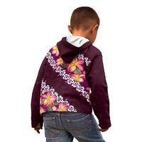 Pink Polynesia Kid Hoodie Plumeria With Hibiscus Pattern Tropical Vibes
