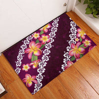 Pink Polynesia Rubber Doormat Plumeria With Hibiscus Pattern Tropical Vibes
