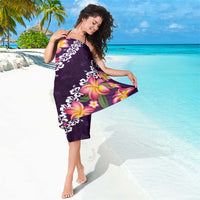 Purple Polynesia Sarong Plumeria With Hibiscus Pattern Tropical Vibes