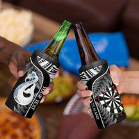 Personalised New Zealand Darts 4 in 1 Can Cooler Tumbler Aotearoa Fern Mix Paua Shell Manaia - Black