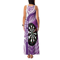 Personalised New Zealand Darts Family Matching Tank Maxi Dress and Hawaiian Shirt Aotearoa Fern Mix Paua Shell Manaia - Purple