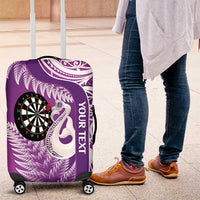 Personalised New Zealand Darts Luggage Cover Aotearoa Fern Mix Paua Shell Manaia - Purple