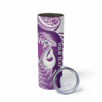 Personalised New Zealand Darts Skinny Tumbler Aotearoa Fern Mix Paua Shell Manaia - Purple