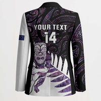 New Zealand Silver Fern Rugby Custom Blazer Go All Black Purple Maori Paua Shell - Polynesian Pride
