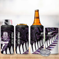 New Zealand Silver Fern Rugby Custom 4 in 1 Can Cooler Tumbler Go All Black Purple Maori Paua Shell - Polynesian Pride