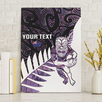 New Zealand Silver Fern Rugby Custom Canvas Wall Art Go All Black Purple Maori Paua Shell - Polynesian Pride