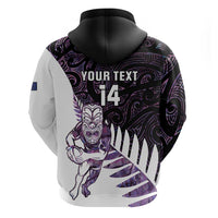 New Zealand Silver Fern Rugby Custom Hoodie Go All Black Purple Maori Paua Shell - Polynesian Pride
