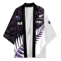 New Zealand Silver Fern Rugby Custom Kimono Go All Black Purple Maori Paua Shell - Polynesian Pride