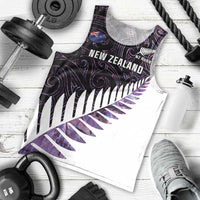 New Zealand Silver Fern Rugby Custom Men Tank Top Go All Black Purple Maori Paua Shell - Polynesian Pride