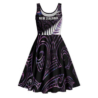 New Zealand Silver Fern Rugby Custom Midi Dress Go All Black Purple Maori Paua Shell - Polynesian Pride