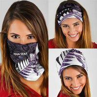 New Zealand Silver Fern Rugby Custom Neck Gaiter Go All Black Purple Maori Paua Shell - Polynesian Pride