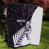 New Zealand Silver Fern Rugby Custom Quilt Go All Black Purple Maori Paua Shell - Polynesian Pride