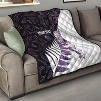 New Zealand Silver Fern Rugby Custom Quilt Go All Black Purple Maori Paua Shell - Polynesian Pride