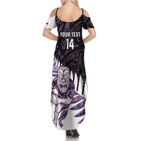 New Zealand Silver Fern Rugby Custom Summer Maxi Dress Go All Black Purple Maori Paua Shell - Polynesian Pride