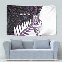 New Zealand Silver Fern Rugby Custom Tapestry Go All Black Purple Maori Paua Shell - Polynesian Pride