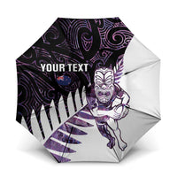 New Zealand Silver Fern Rugby Custom Umbrella Go All Black Purple Maori Paua Shell - Polynesian Pride