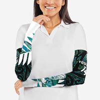 New Zealand Silver Fern Rugby Custom Arm Sleeves Go All Black Turquoise Maori Paua Shell - Polynesian Pride