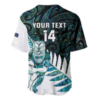 New Zealand Silver Fern Rugby Custom Baseball Jersey Go All Black Turquoise Maori Paua Shell - Polynesian Pride