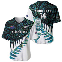 New Zealand Silver Fern Rugby Custom Baseball Jersey Go All Black Turquoise Maori Paua Shell - Polynesian Pride