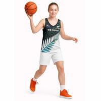 New Zealand Silver Fern Rugby Custom Basketball Jersey Go All Black Turquoise Maori Paua Shell - Polynesian Pride