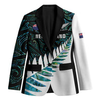 New Zealand Silver Fern Rugby Custom Blazer Go All Black Turquoise Maori Paua Shell - Polynesian Pride