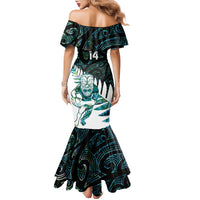 New Zealand Silver Fern Rugby Custom Family Matching Mermaid Dress and Hawaiian Shirt Go All Black Turquoise Maori Paua Shell - Polynesian Pride