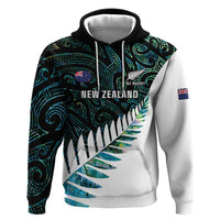 New Zealand Silver Fern Rugby Custom Hoodie Go All Black Turquoise Maori Paua Shell - Polynesian Pride