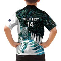 New Zealand Silver Fern Rugby Custom Kid Hawaiian Shirt Go All Black Turquoise Maori Paua Shell - Polynesian Pride