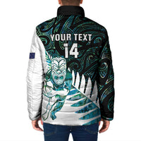 New Zealand Silver Fern Rugby Custom Padded Jacket Go All Black Turquoise Maori Paua Shell - Polynesian Pride