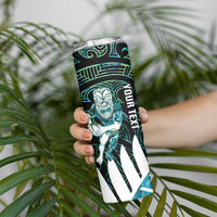 New Zealand Silver Fern Rugby Custom Skinny Tumbler Go All Black Turquoise Maori Paua Shell - Polynesian Pride