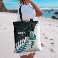 New Zealand Silver Fern Rugby Custom Tote Bag Go All Black Turquoise Maori Paua Shell - Polynesian Pride