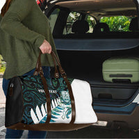 New Zealand Silver Fern Rugby Custom Travel Bag Go All Black Turquoise Maori Paua Shell - Polynesian Pride