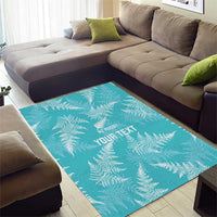 New Zealand Silver Fern Rugby Custom Area Rug Go Aotearoa Champions Turquoise Version - Polynesian Pride