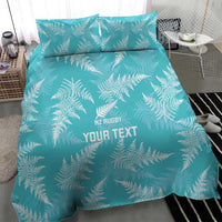 New Zealand Silver Fern Rugby Custom Bedding Set Go Aotearoa Champions Turquoise Version - Polynesian Pride