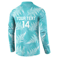 New Zealand Silver Fern Rugby Custom Button Sweatshirt Go Aotearoa Champions Turquoise Version - Polynesian Pride