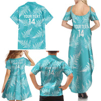 New Zealand Silver Fern Rugby Custom Family Matching Summer Maxi Dress and Hawaiian Shirt Go Aotearoa Champions Turquoise Version - Polynesian Pride