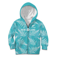 New Zealand Silver Fern Rugby Custom Kid Hoodie Go Aotearoa Champions Turquoise Version - Polynesian Pride