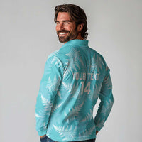 New Zealand Silver Fern Rugby Custom Long Sleeve Polo Shirt Go Aotearoa Champions Turquoise Version - Polynesian Pride