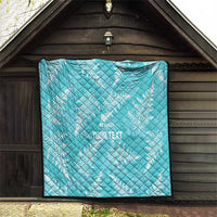 New Zealand Silver Fern Rugby Custom Quilt Go Aotearoa Champions Turquoise Version - Polynesian Pride