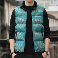 New Zealand Silver Fern Rugby Custom Sleeveless Puffer Jacket Go Aotearoa Champions Turquoise Version - Polynesian Pride