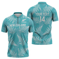 New Zealand Silver Fern Rugby Custom Zipper Polo Shirt Go Aotearoa Champions Turquoise Version - Polynesian Pride