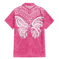 New Zealand Breast Cancer Awareness Family Matching Mermaid Dress and Hawaiian Shirt Maori Butterfly Pink Ribbon - Polynesian Pride