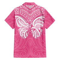 New Zealand Breast Cancer Awareness Family Matching Puletasi and Hawaiian Shirt Maori Butterfly Pink Ribbon - Polynesian Pride